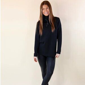 SPANX Women's Black AirEssentials Got Ya Covered Pullover Sweatshirt (Large)